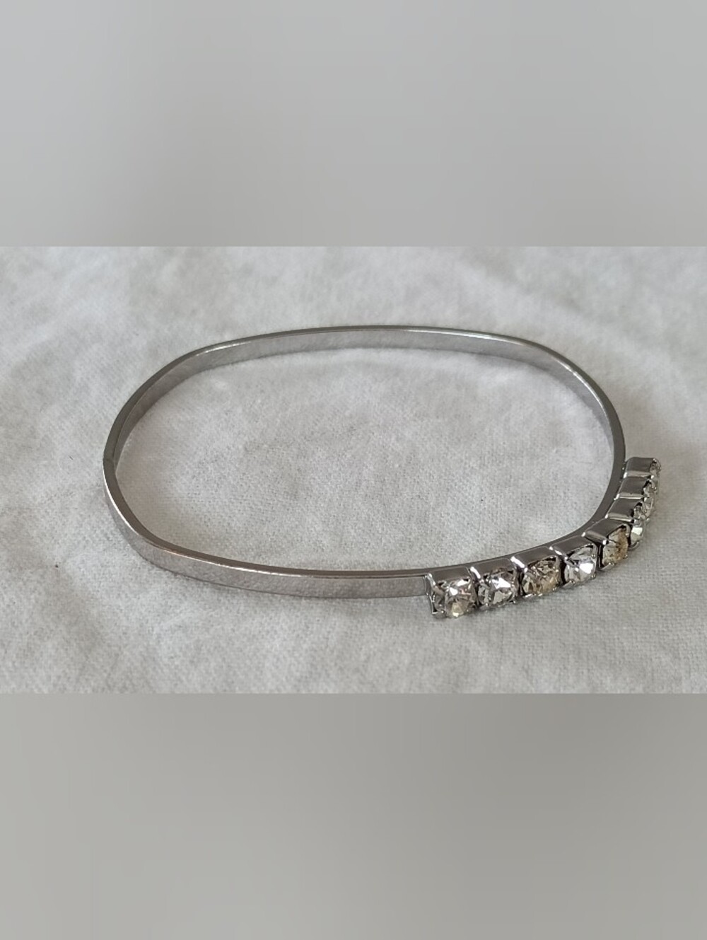 Silver-Tone Crystal Accent Bangle Bracelet
